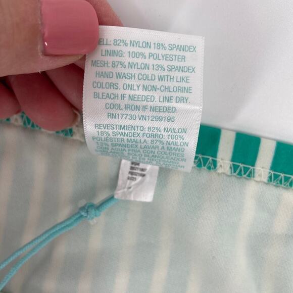 Kona Sol Hipster Bikini Bottom High Coverage Green Stripe Women's 16W-18W - Picture 6 of 9